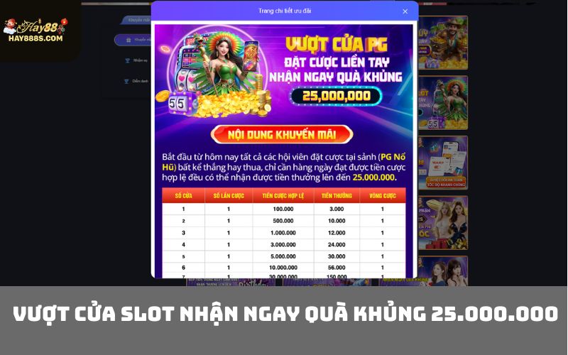 Vượt cửa slot nhận ngay quà khủng 25.000.000